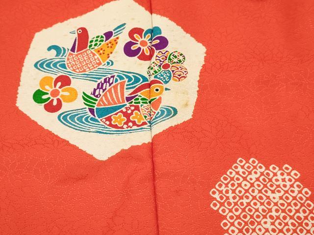平和屋着物[]女の子　子供　被布　鴛鴦花文　逸品　DABE7196ma