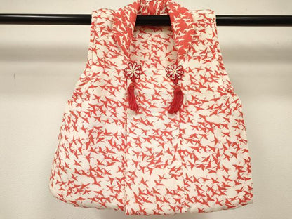 平和屋着物[]女の子　子供　被布　群れ鶴　逸品　DABE7197ma