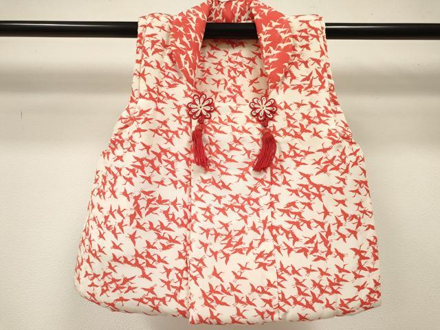 平和屋着物[]女の子　子供　被布　群れ鶴　逸品　DABE7197ma