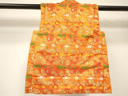 平和屋着物[]女の子　子供　被布　亀甲桐花文　金糸　DABE7199ma