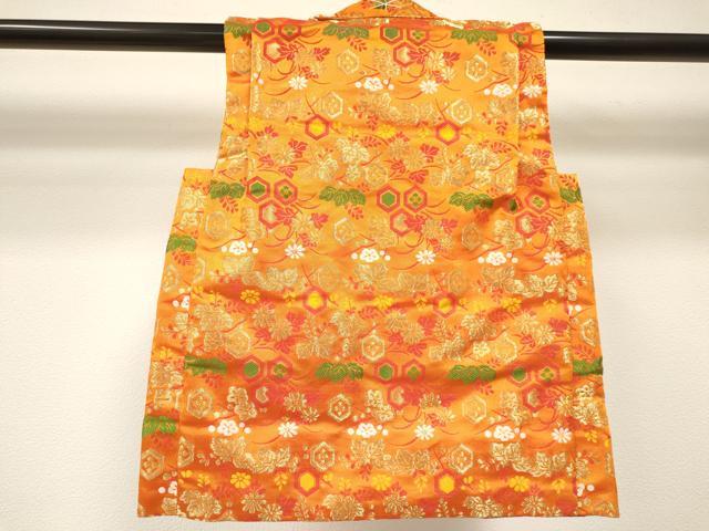 平和屋着物[]女の子　子供　被布　亀甲桐花文　金糸　DABE7199ma