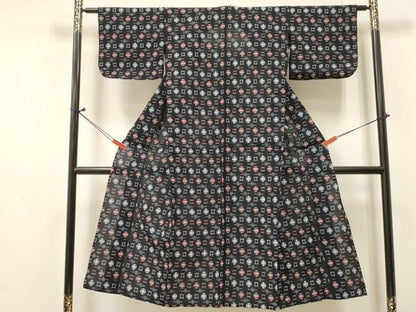 平和屋着物＊夏物　久留米絣　女の子　子供　７歳　浴衣　絣文様　綿　逸品　DABE7202ma