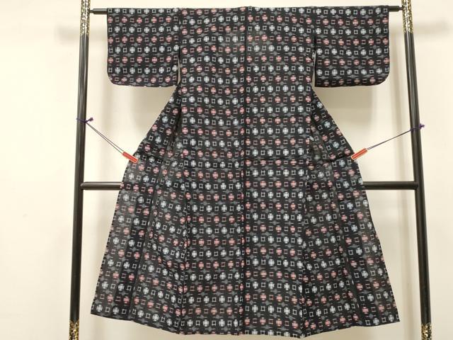 平和屋着物＊夏物　久留米絣　女の子　子供　７歳　浴衣　絣文様　綿　逸品　DABE7202ma