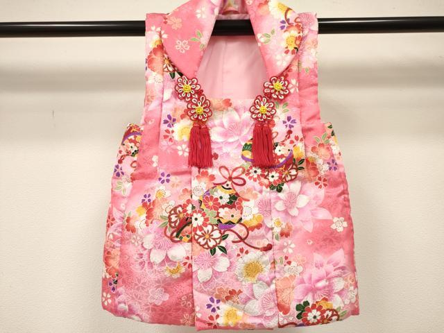 平和屋着物[]七五三　女の子　３歳　祝着　三つ身　長襦袢(単衣)・被布セット　鈴花文　暈し染め　金彩　DABE7206ma
