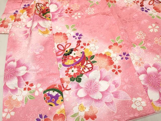 平和屋着物[]七五三　女の子　３歳　祝着　三つ身　長襦袢(単衣)・被布セット　鈴花文　暈し染め　金彩　DABE7206ma