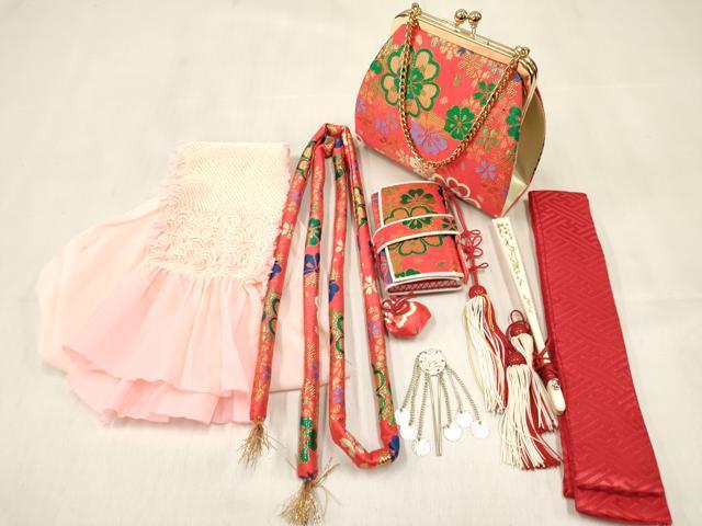 平和屋着物[]和装小物 女の子 子供 小物(帯締め・帯揚げ・箱迫・びらかん・扇子・バッグ・半衿)セット 逸品 DABE7215ma
