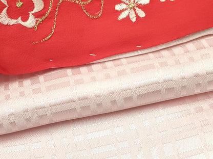 平和屋着物[]七五三　女の子　３歳　祝着　三つ身　長襦袢(袷・半衿刺繍)セット　御所車扇面飛鶴花文　暈し染め　金彩　逸品　DABE7217ma