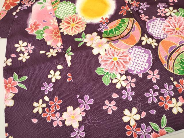 平和屋着物[]七五三　女の子　３歳　祝着　三つ身　被布セット　雪輪鈴花文　暈し染め　金彩　DABE7218ma