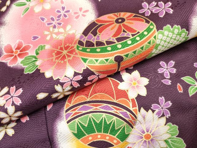 平和屋着物[]七五三　女の子　３歳　祝着　三つ身　被布セット　雪輪鈴花文　暈し染め　金彩　DABE7218ma