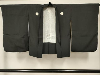 平和屋着物[]七五三　男の子　黒紋付羽織　逸品　DABE7221ma