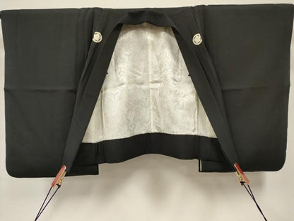 平和屋着物[]七五三　男の子　黒紋付羽織　逸品　DABE7222ma
