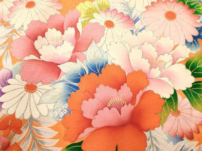 平和屋着物[]七五三　女の子　３歳　祝着　三つ身　立波牡丹花文　金彩　逸品　DABE7227ma