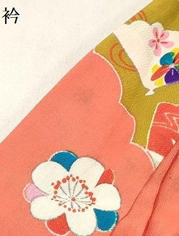 平和屋着物[]アンティーク　大正ロマン　七五三　女の子　３歳　祝着　三つ身　吉祥花文　逸品　DABE7233ma