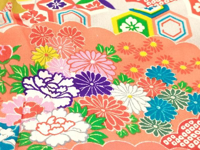 平和屋着物[]アンティーク　大正ロマン　七五三　女の子　３歳　祝着　三つ身　吉祥花文　逸品　DABE7233ma