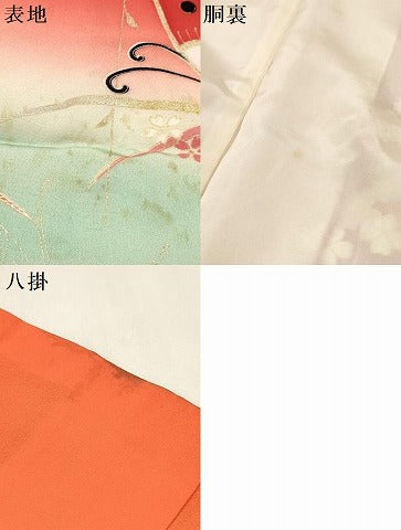 平和屋着物∵女の子　十三参り　子供　祝着　花蝶文　暈し染め　金銀彩　逸品　DABE7235ma