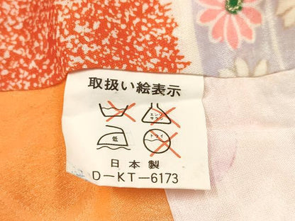 平和屋着物[]七五三　女の子　３歳　祝着　三つ身　駒刺繍　折り鶴　糸車花文　金彩　逸品　DABE7239ma