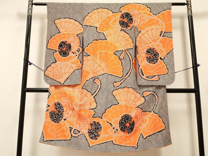 平和屋着物[]七五三　女の子　７歳　祝着　四つ身　駒刺繍　檜扇鼓花文　DABE7242ma