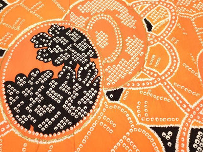 平和屋着物[]七五三　女の子　７歳　祝着　四つ身　駒刺繍　檜扇鼓花文　DABE7242ma