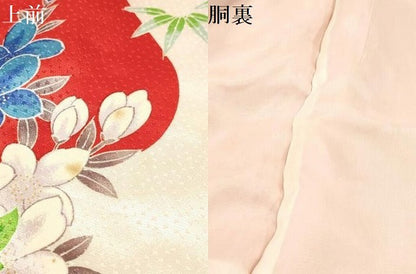 平和屋着物[]七五三　女の子　７歳　祝着　四つ身　駒刺繍　御所車花文　金彩　DABE7246ma