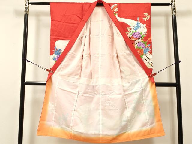 平和屋着物[]七五三　女の子　７歳　祝着　四つ身　駒刺繍　御所車花文　金彩　DABE7246ma