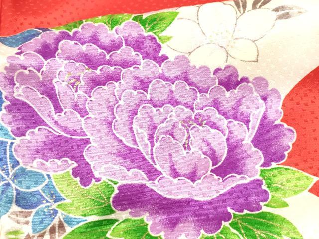 平和屋着物[]七五三　女の子　７歳　祝着　四つ身　駒刺繍　御所車花文　金彩　DABE7246ma