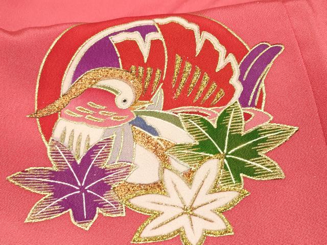 平和屋着物[]七五三　女の子　３歳　祝着　三つ身　鴛鴦　舞蝶花筏文　暈し染め　金銀彩　逸品　DABE7249ma