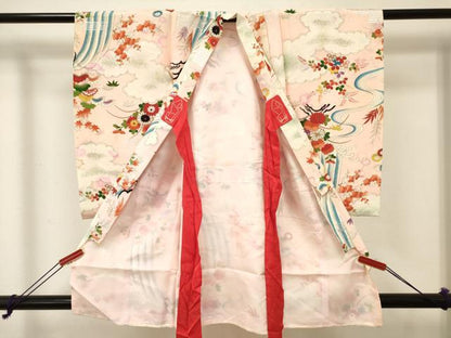 平和屋着物[]お宮参り　女の子　祝着　産着　初着　のしめ　風景花文　銀彩　DABE7251ma