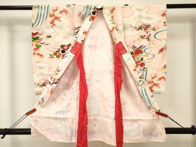 平和屋着物[]お宮参り　女の子　祝着　産着　初着　のしめ　風景花文　銀彩　DABE7251ma