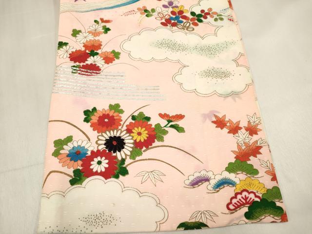 平和屋着物[]お宮参り　女の子　祝着　産着　初着　のしめ　風景花文　銀彩　DABE7251ma