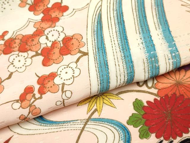 平和屋着物[]お宮参り　女の子　祝着　産着　初着　のしめ　風景花文　銀彩　DABE7251ma