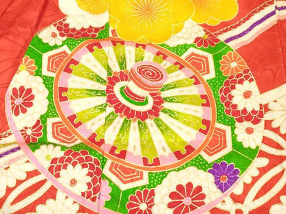 平和屋着物[]お宮参り　女の子　祝着　産着　初着　のしめ　駒刺繍　源氏車花文　金彩　逸品　DABE7253ma