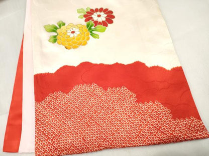 平和屋着物[]お宮参り　女の子　祝着　産着　初着　のしめ　駒刺繍　絞り　鈴花文　金彩　逸品　DABE7254ma