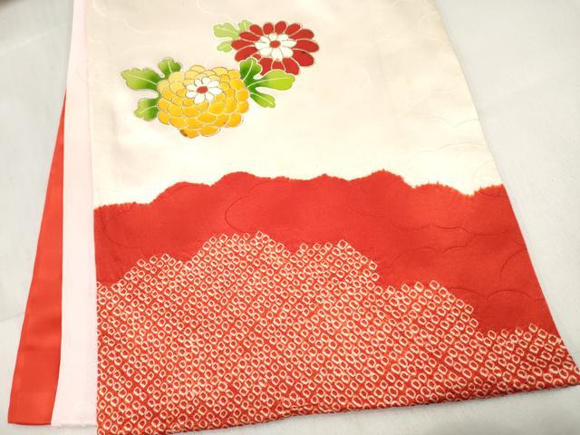平和屋着物[]お宮参り　女の子　祝着　産着　初着　のしめ　駒刺繍　絞り　鈴花文　金彩　逸品　DABE7254ma