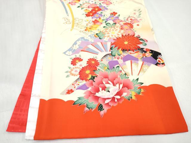 平和屋着物[]お宮参り　女の子　祝着　産着　初着　のしめ　御所車花鳥文　暈し染め　金銀彩　逸品　DABE7255ma