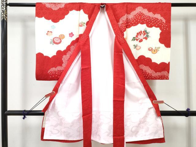 平和屋着物[]お宮参り　女の子　祝着　産着　初着　のしめ　絞り　鞠花蝶文　金彩　逸品　DABE7257ma