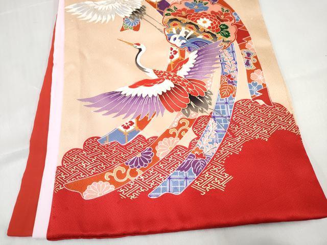 平和屋着物[]お宮参り　女の子　祝着　産着　初着　のしめ　雪輪飛鶴花文　暈し染め　金彩　逸品　DABE7258ma