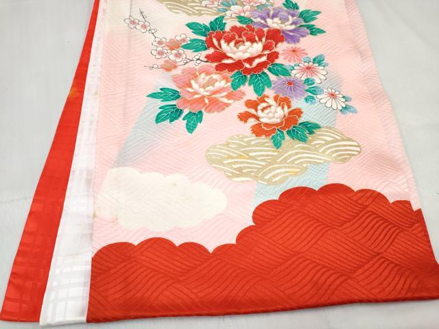 平和屋着物[]お宮参り　女の子　祝着　産着　初着　のしめ　御所車飛鶴花文　暈し染め　金彩　逸品　未使用　DABE7259ma
