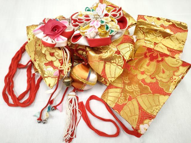 平和屋本店[]女の子　子供　作り帯まとめて3点セット　花　蝶　金糸　DABE7265ma