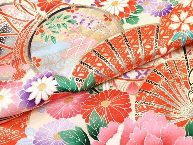 平和屋着物[]お宮参り　女の子　祝着　産着　初着　のしめ　駒刺繍　扇面鼓花文　金彩　逸品　DABE7266ma