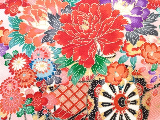 平和屋着物[]お宮参り　女の子　祝着　産着　初着　のしめ　花車文　暈し染め　金彩　逸品　DABE7267ma