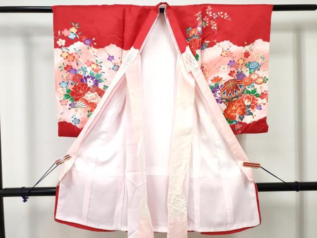 平和屋着物[]お宮参り　女の子　祝着　産着　初着　のしめ　花車文　暈し染め　金彩　逸品　DABE7267ma