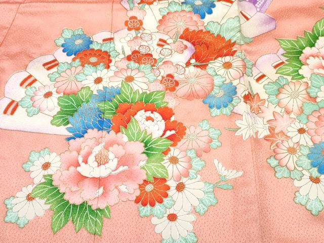 平和屋着物[]お宮参り　女の子　祝着　産着　初着　のしめ　渡橋花車文　金彩　逸品　DABE7268ma