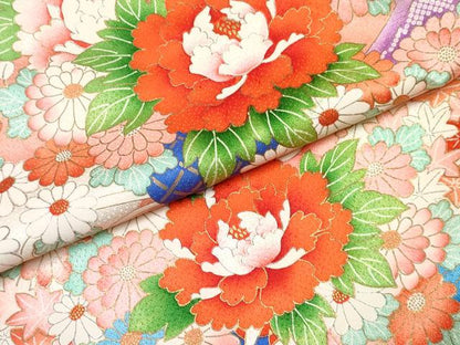平和屋着物[]お宮参り　女の子　祝着　産着　初着　のしめ　渡橋花車文　金彩　逸品　DABE7268ma