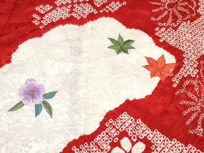 平和屋着物[]お宮参り　女の子　祝着　産着　初着　のしめ　刺繍　絞り　御所車花文　金糸　逸品　DABE7270ma