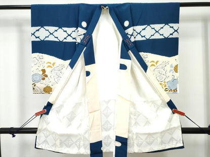 平和屋着物[]お宮参り　男の子　祝着　産着　初着　のしめ　鷹　鷲　辻が花　金彩　逸品　DABE7273ma