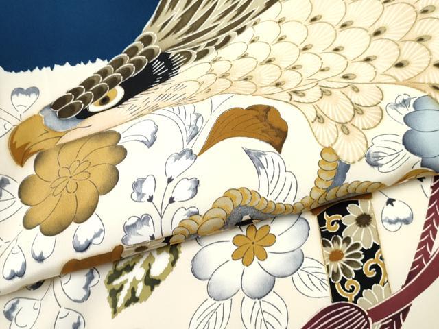 平和屋着物[]お宮参り　男の子　祝着　産着　初着　のしめ　鷹　鷲　辻が花　金彩　逸品　DABE7273ma