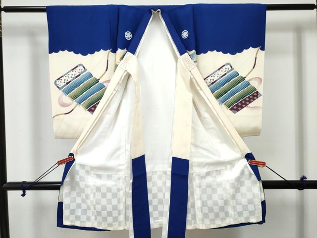 平和屋着物[]お宮参り　男の子　祝着　産着　初着　のしめ　駒刺繍　龍　兜　武士　金銀彩　逸品　DABE7275ma