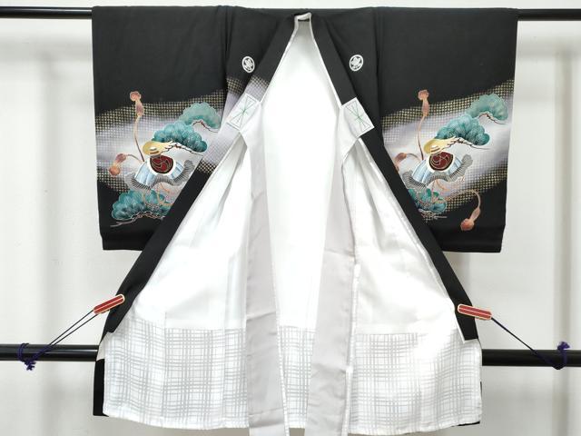 平和屋着物[]お宮参り　男の子　祝着　産着　初着　のしめ　鷹　鷲　鼓花松文　金彩　逸品　DABE7277ma