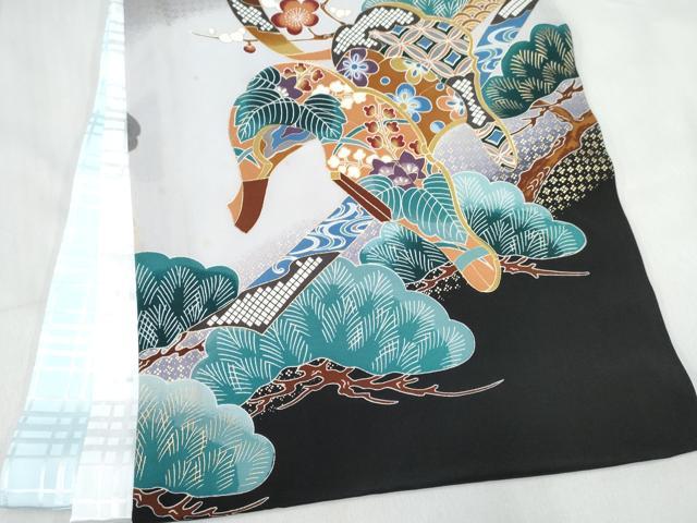 平和屋着物[]お宮参り　男の子　祝着　産着　初着　のしめ　鷹　鷲　鼓花松文　金彩　逸品　DABE7277ma