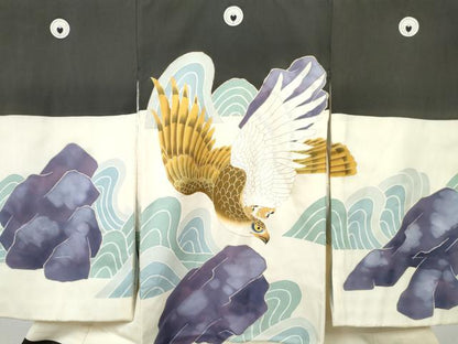平和屋着物[]お宮参り　男の子　祝着　産着　初着　のしめ　駒刺繍　鷹　鷲　金彩　逸品　DABE7278ma